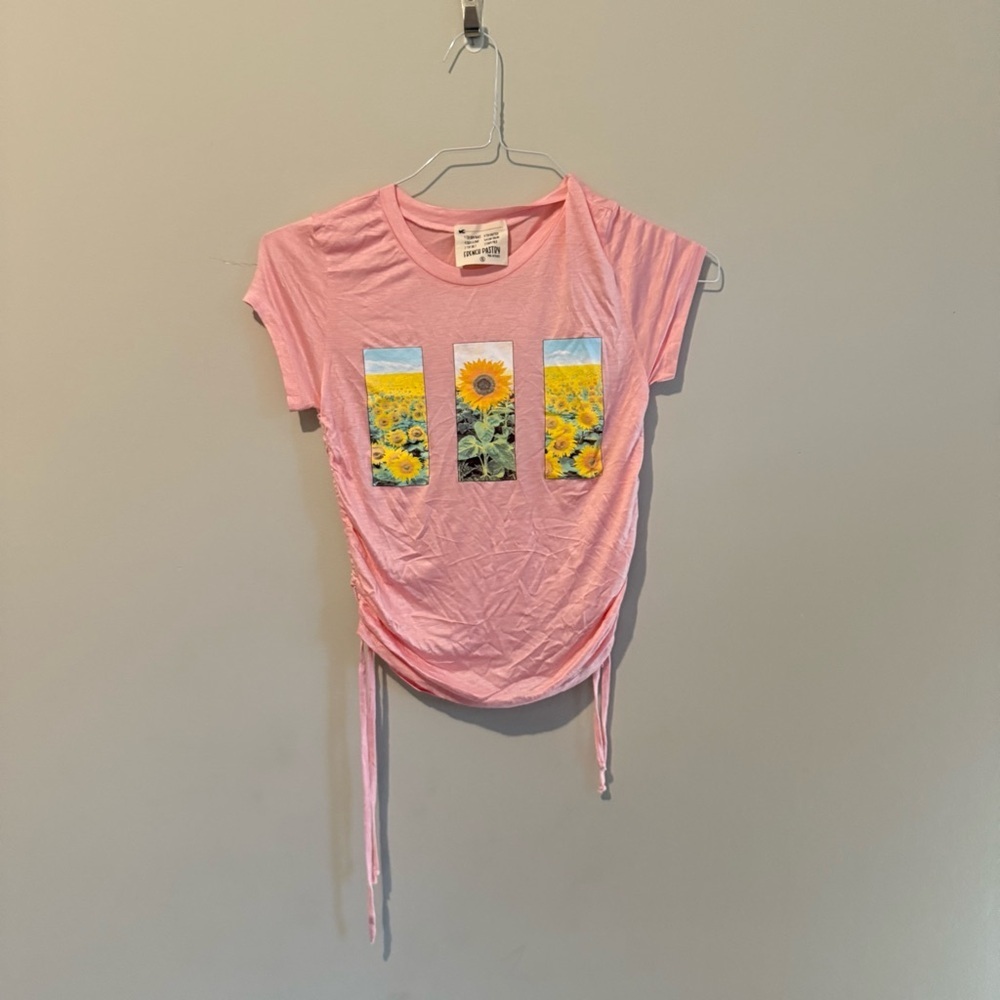 Sunflower Twisted Rushed Y2k Pink Baby Tee Shirt Size Small NWOT t1231 - Picture 2 of 10